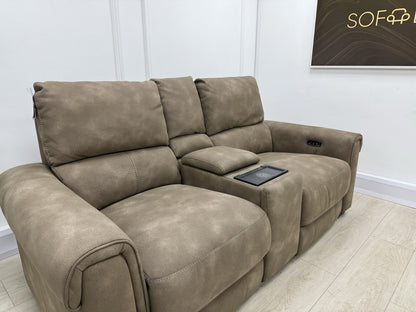 Furniture Village Nixon 2 Seater Power Recliner Sofa In Caramel Fabric