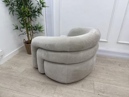 Sofology Dalston Fabric Swivel Chair in Soft Chenille Linen