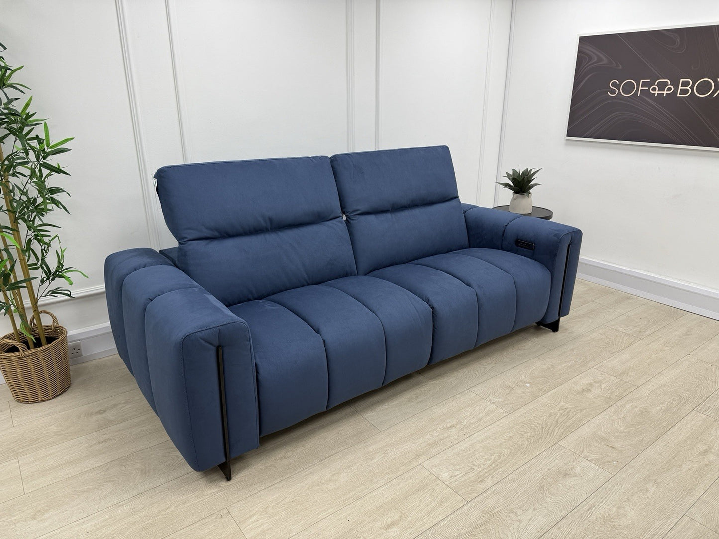 Italia Living 3 Seater Power Recliner Sofa In Luna Blue