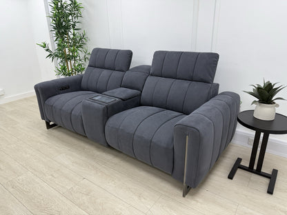 Sofology The Paramount 2.5 Seater Sofa Recliner/Headrest In Nubuck Charcoal