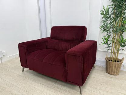 DFS Showcase Power Recliner Chair in Boutique Plum Velvet Fabric