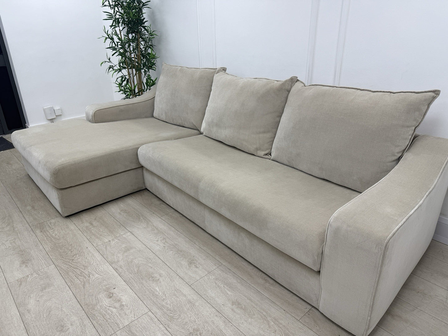 DFS Maura Left Hand Facing Large Chaise Sofa In Natural Fabric