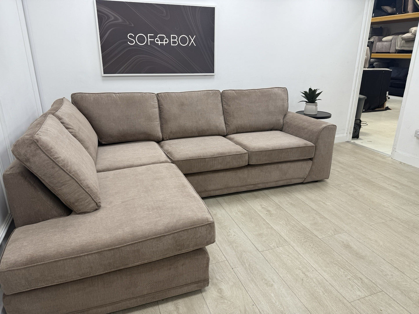 DFS Orka Velvet Corner Sofa In Mocha
