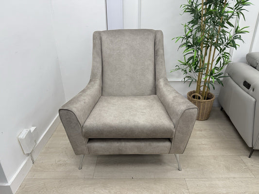 DFS Serenis Accent Chair In Oatmeal Velvet Fabric