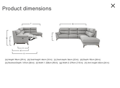 Furniture Village Contempo Power Recliner Corner Sofa In Charcoal Grey