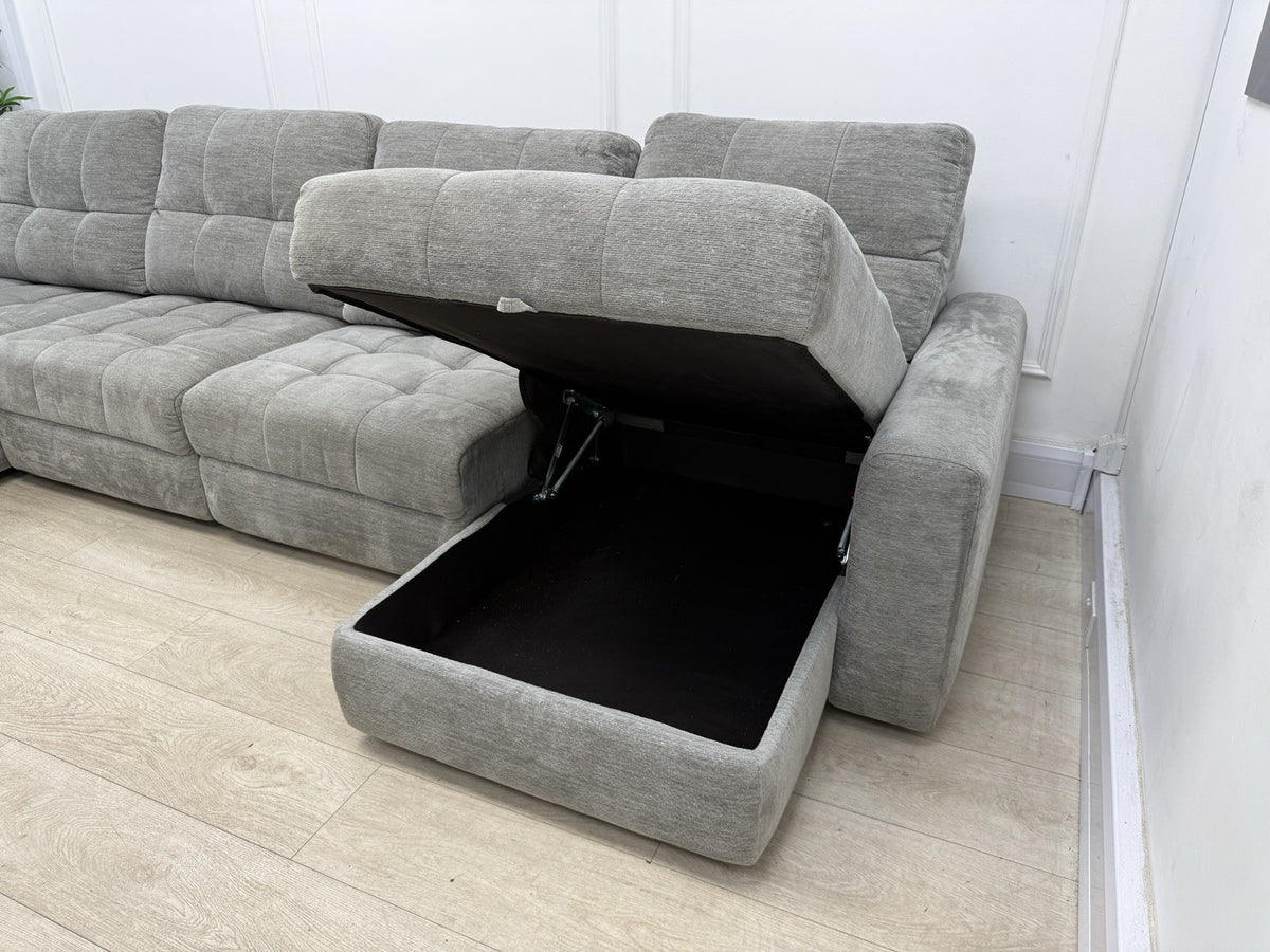 DFS Steller U Shape Power Slider Sofa In Mist Grey