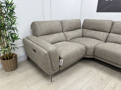 DFS San Mateo Power Recliner Corner Sofa In Stone Fabric