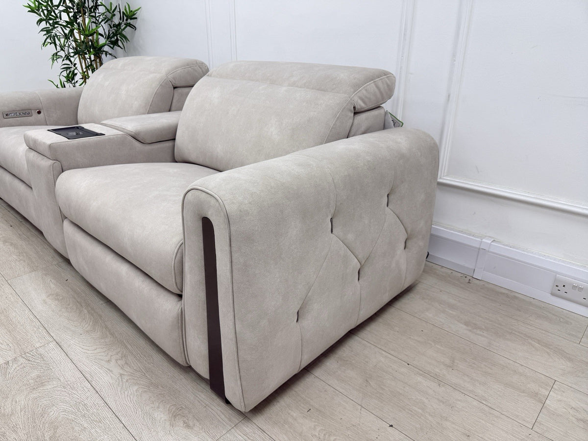 Sofology Kingsbridge Power Recliner/Heated/Headrest 3 Seater Sofa In Ivory
