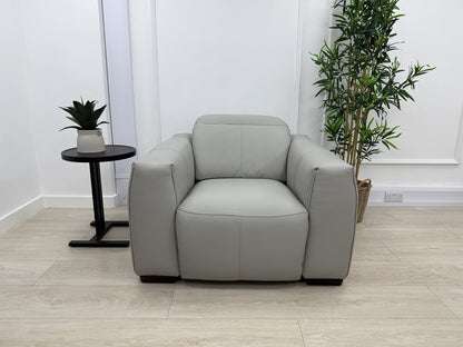 DFS Lauder Memory Power Recliner Armchair In Grey Mist Leather