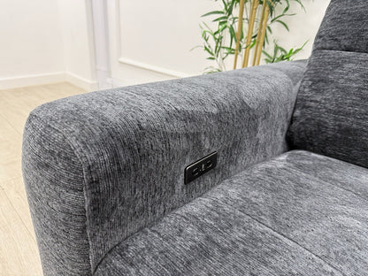 DFS Steller Power Recliner Corner Sofa W/ Speaker Storage In Nuova Black Fabric