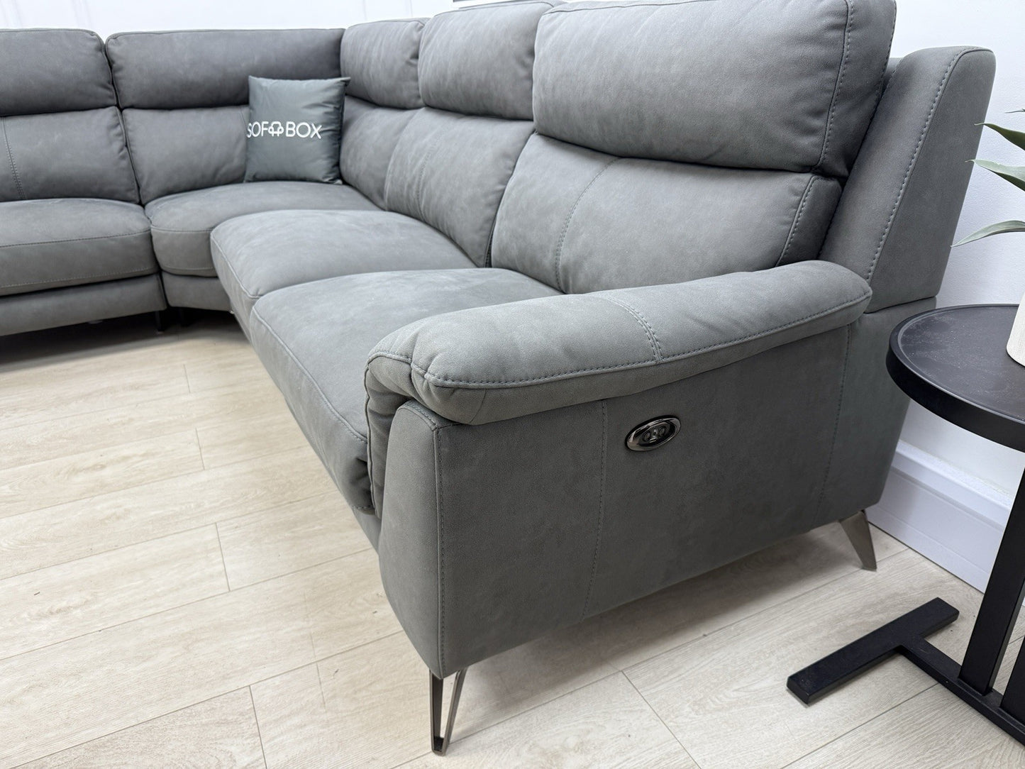 Furniture Village Contempo Power Recliner Corner Sofa In Charcoal Grey