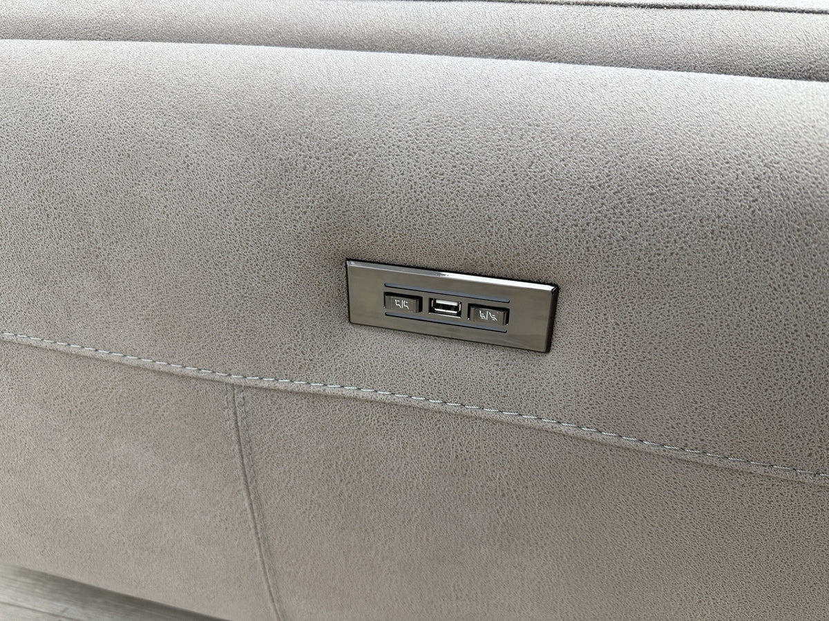 DFS San Mateo Power Recliner Armchair In Pewter Fabric