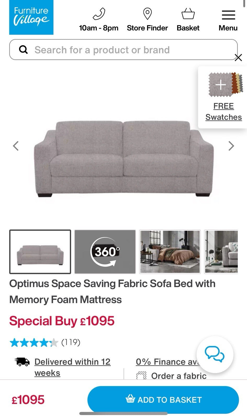 Furniture Village Optimus 3 Seater Sofa Bed In Blue Velvet Memory Foam Mattress