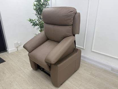DFS Nevara Rise And Tilt Power Recliner Armchair In Brownie Leather