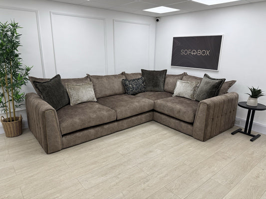 DFS Devine Left Hand Facing Corner Sofa In Chocolate Combination