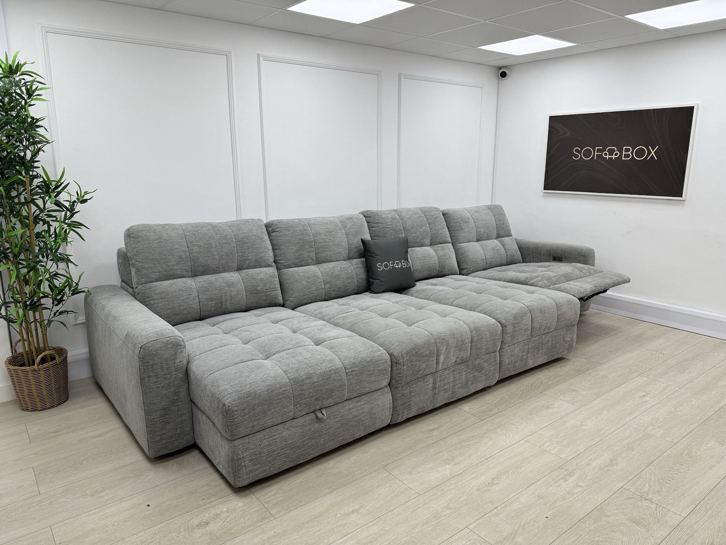 DFS Steller Motion Recliner L Shape Sofa In Mist Grey