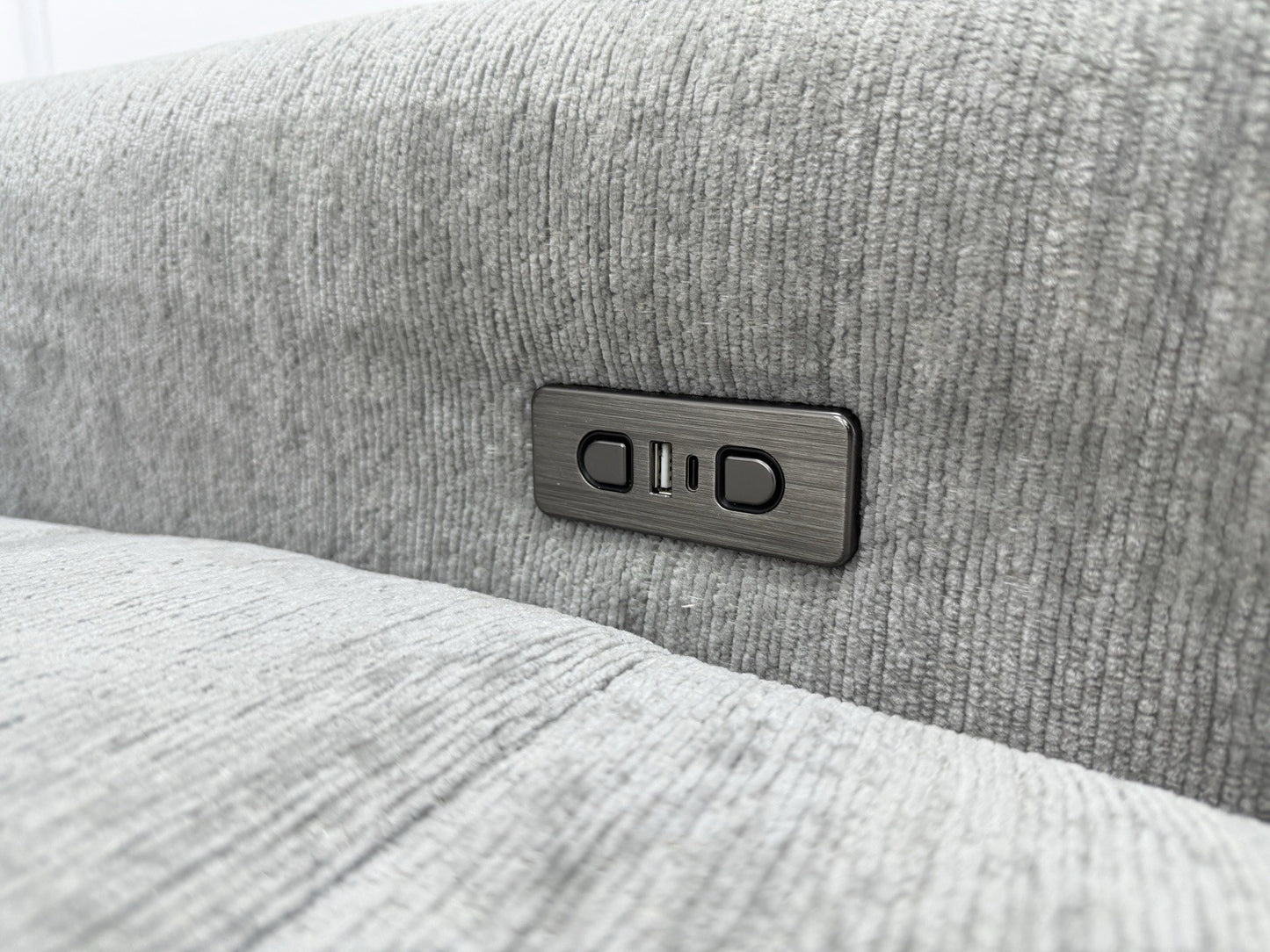 DFS Steller Motion Recliner L Shape Sofa In Mist Grey