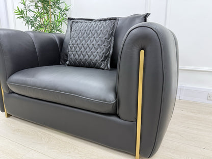 Sofology The Empress Love Seat In Black Leather