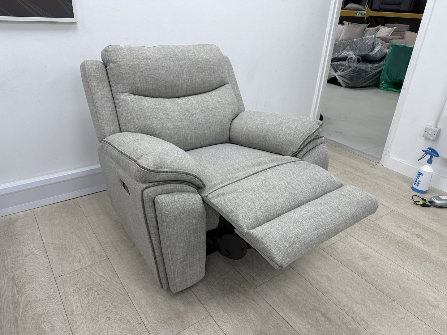DFS Trek Power Recliner Armchair In Grey Fabric