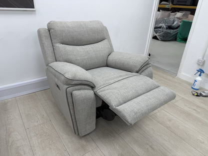 DFS Trek Power Recliner Armchair In Grey Fabric