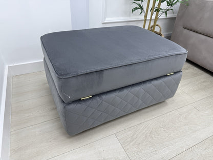 DFS Orka Velvet Storage Footstool In Steel