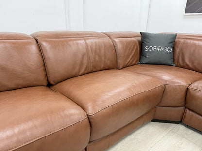 Sofology Laurence Power Recliner Corner Sofa In Tan Leather