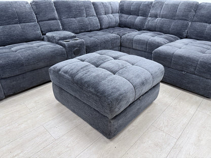 DFS Steller Power Recliner Slider Corner Sofa In Black Fabric