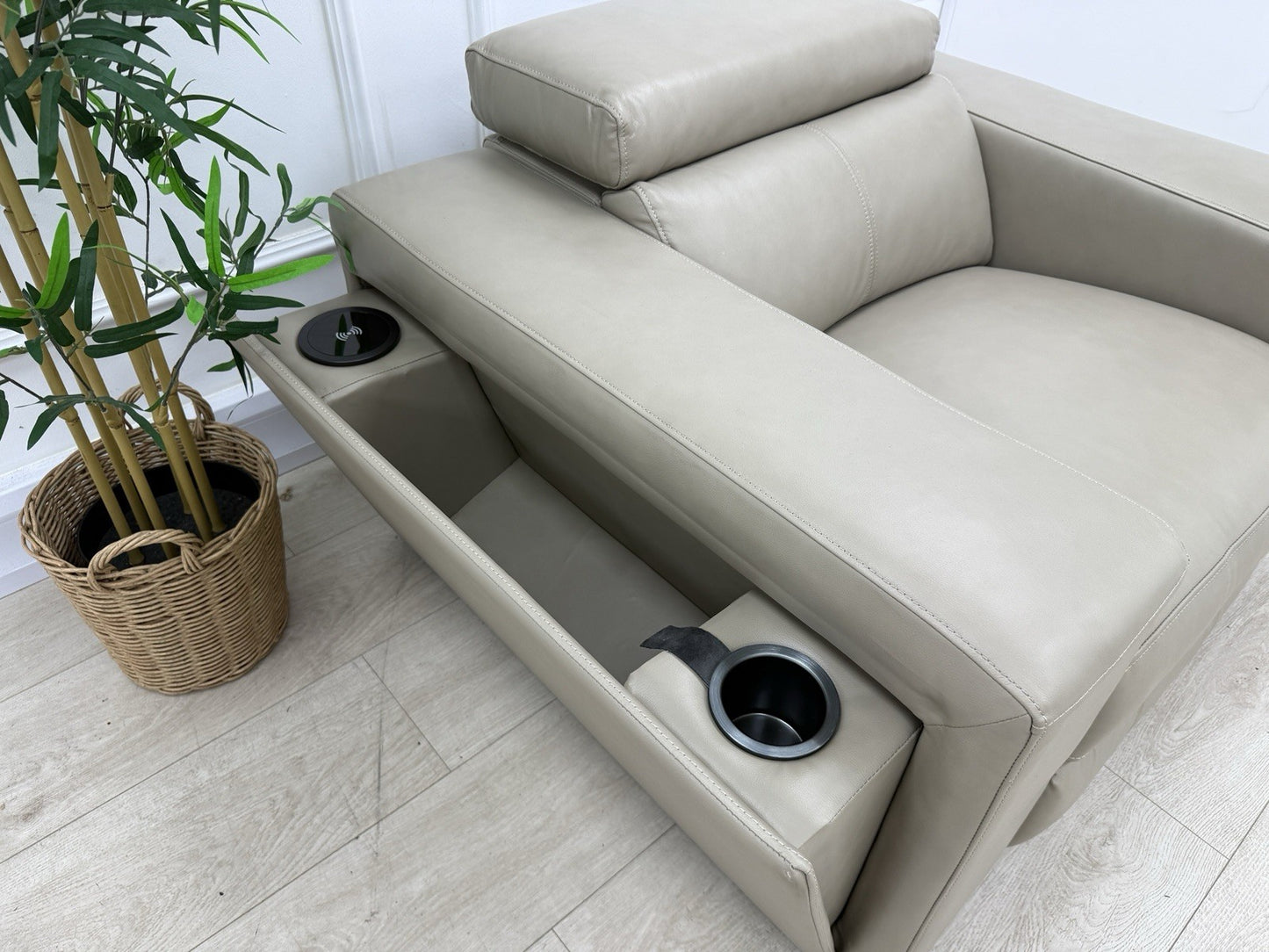 DFS Wander Power Recliner Chair In Taupe Leather