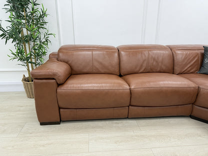 Sofology Laurence Power Recliner Corner Sofa In Tan Leather
