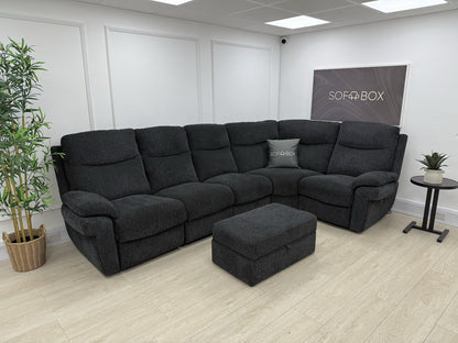 La-Z-Boy Tamla Power Recliner Corner Sofa & Footstool In Black Fabric