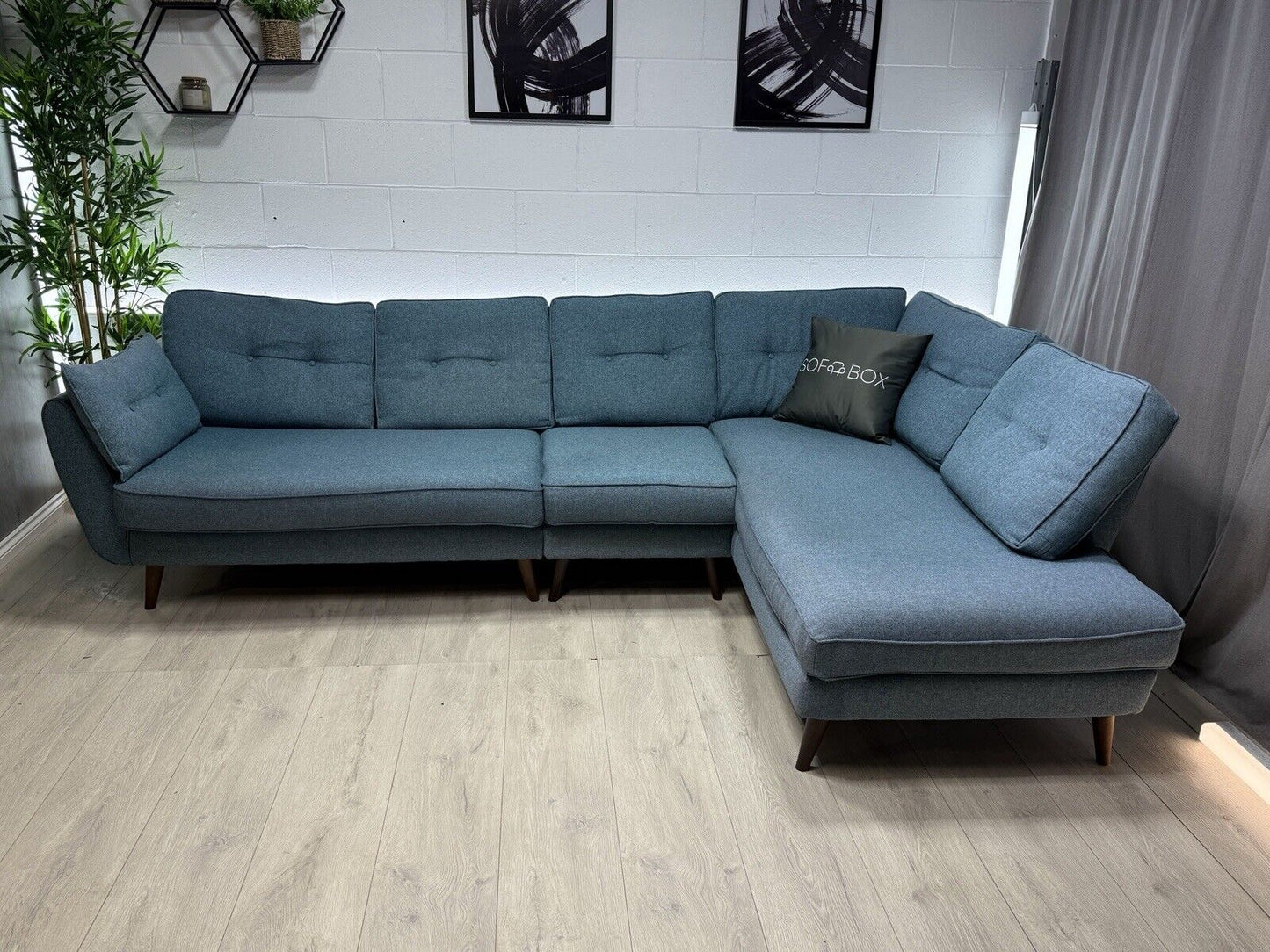 DFS Zinc French Connection Corner Sofa & Extra Seat In Teal