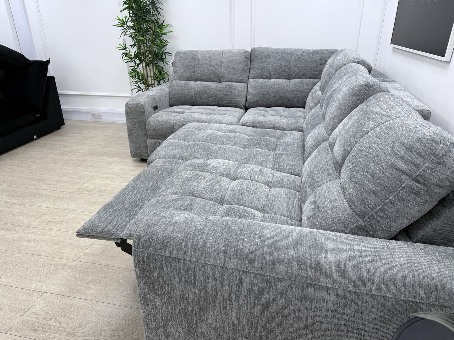 DFS Steller Power Slider Corner Sofa In Mist Grey