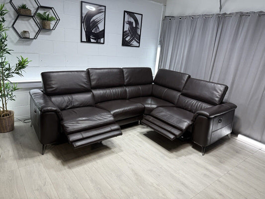 DFS Tahiti New Club Leather Double Recliner Sofa In Walnut - NEW EX DISPLAY