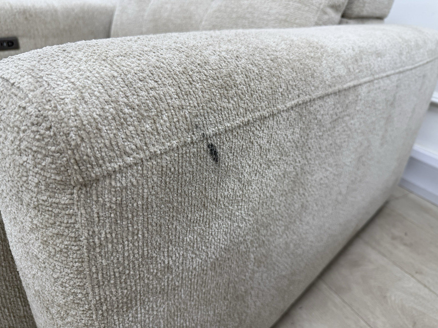 DFS Una Power Slider 3 Seater Sofa & Chair Set In Roma Oyster Fabric