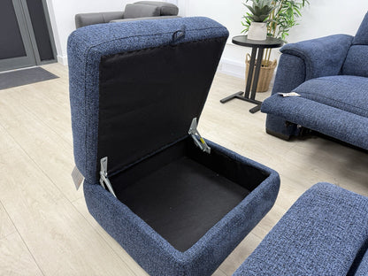 DFS Arwen Power Recliner Corner Sofa Right Hand Facing & Footstool Set In Navy