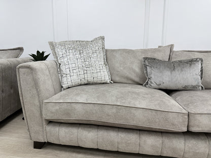 DFS Cherished Grande 4 Seater Sofa & Armchair Set In Oatmeal Self Piped