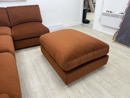 Next Houghton Deep Relaxed Sit Corner Sofa In Orange Easy Clean Velvet Fabric