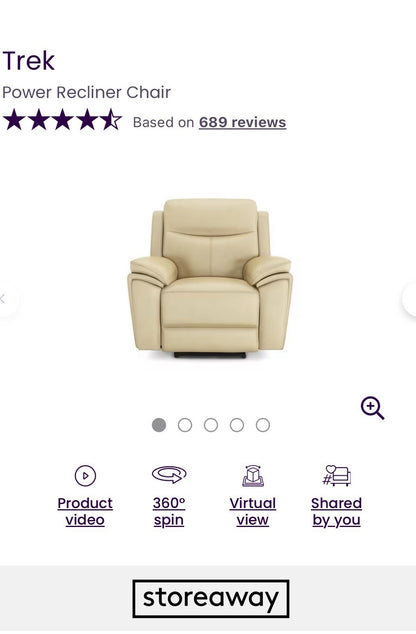 DFS Trek Power Recliner Chair In Taupe Leather