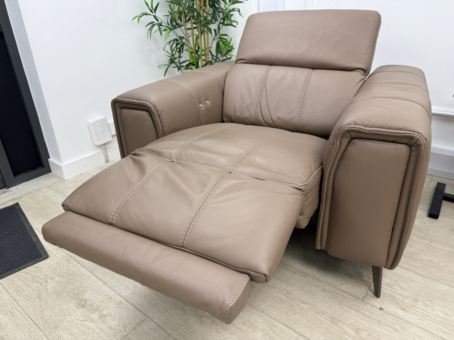 DFS Torren 3 Seater Power Recliner Sofa & Chair Set In Borelli Fawn Leather