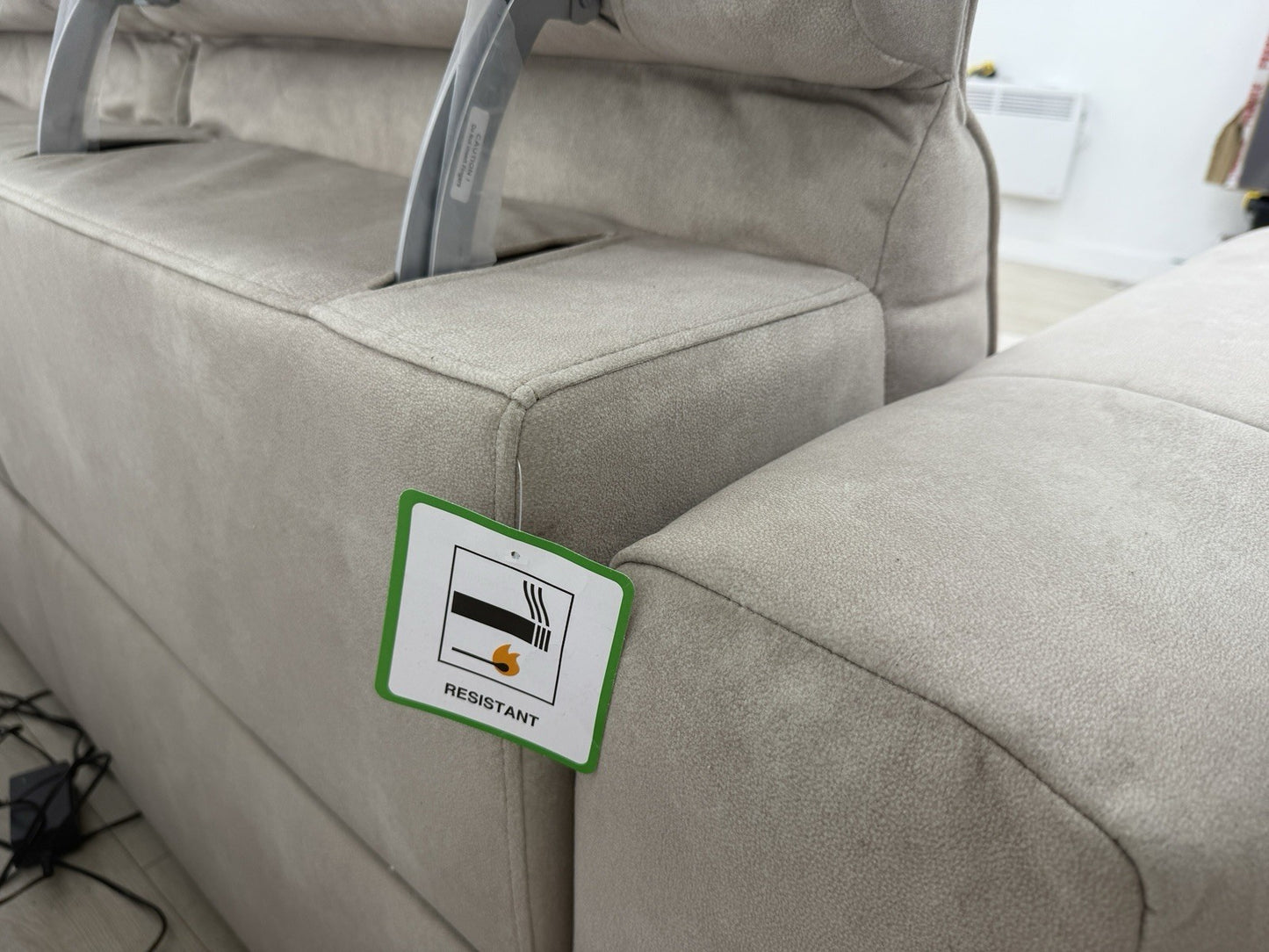 Sofology Lumiere Power Recliner 4 Seater Chaise Sofa In Lifestyle Flecked Ivory