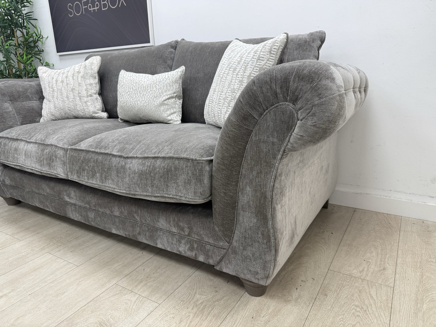 Sofology Highgrove 3 Seater Sofas Set In Grey Chenille Fabric