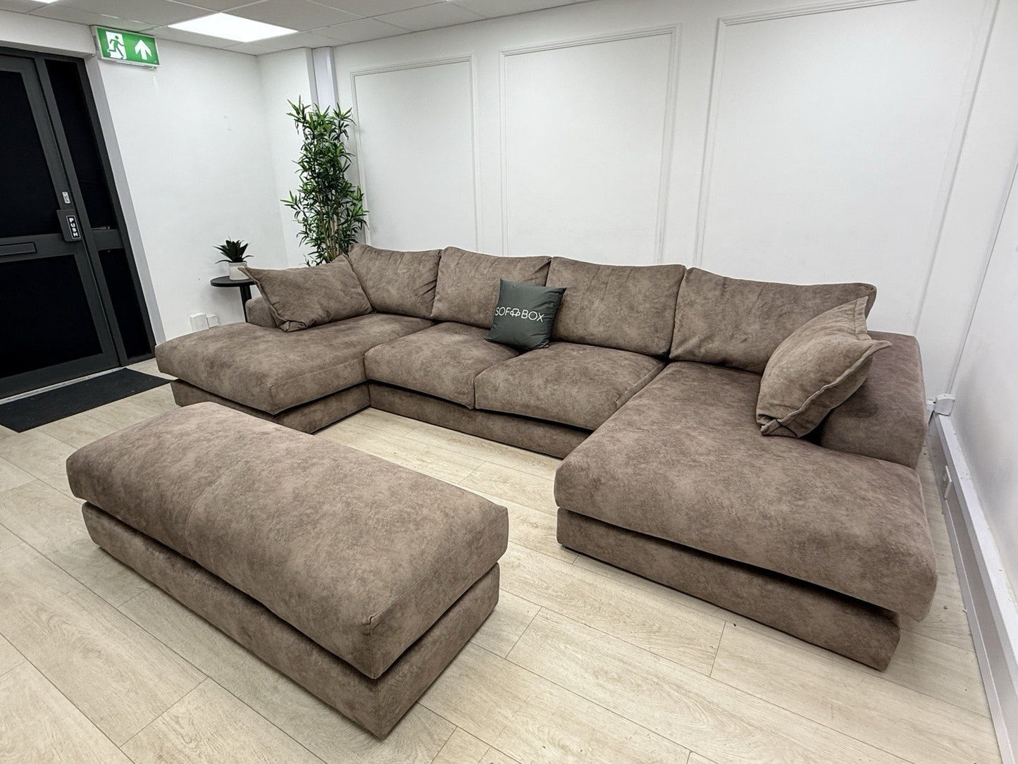 DFS Rest Large Double Ended Chaise Sofa & Bench Stool In Chocolate