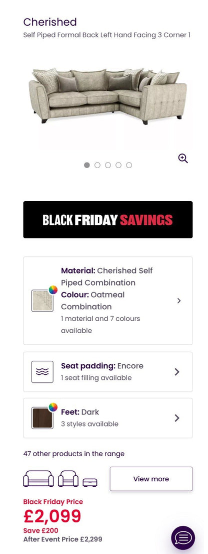 DFS Cherished Corner Sofa In Oatmeal LHF