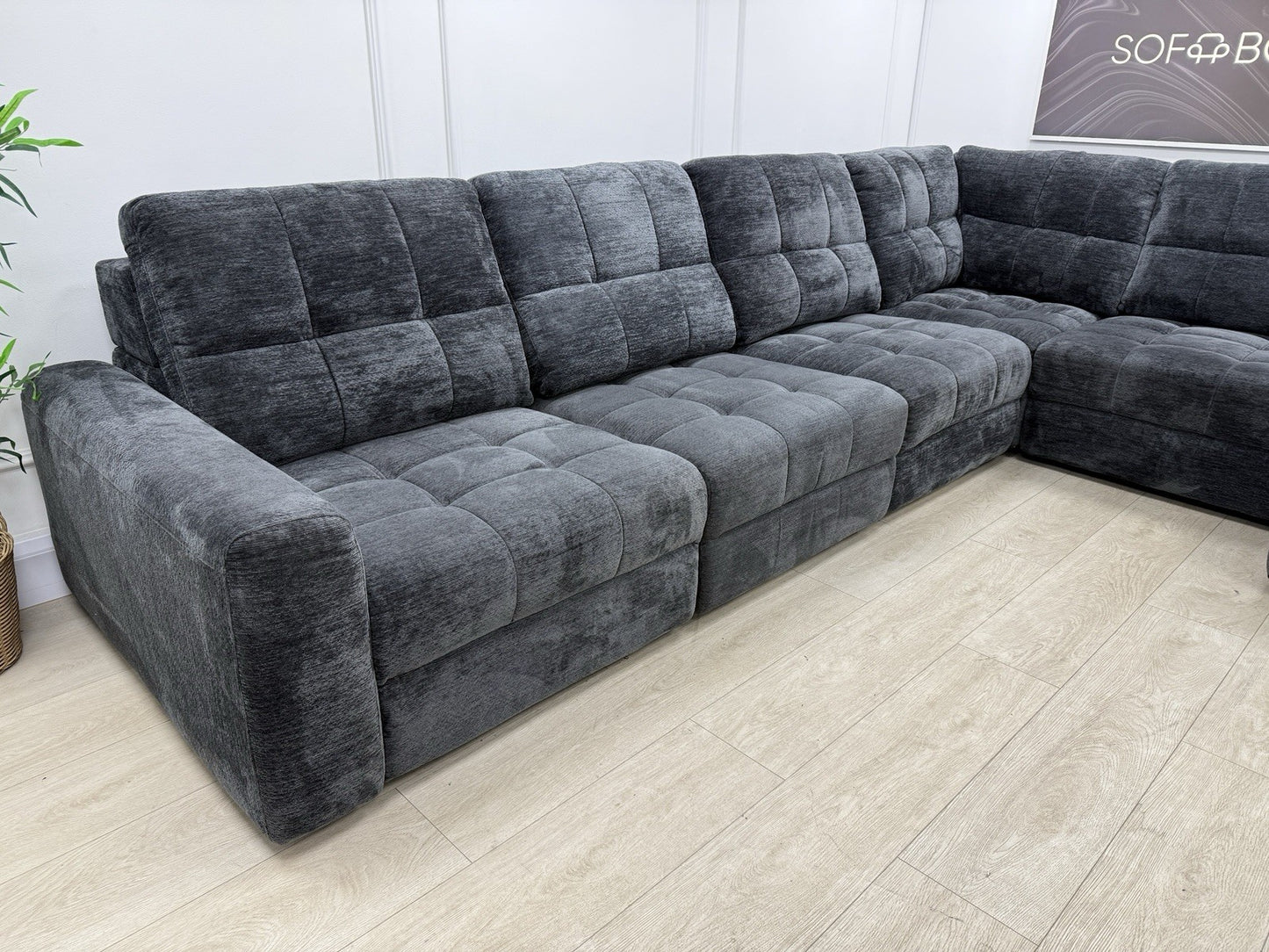 DFS Steller Power Recliner Chaise Corner Sofa In Nuova Black Fabric