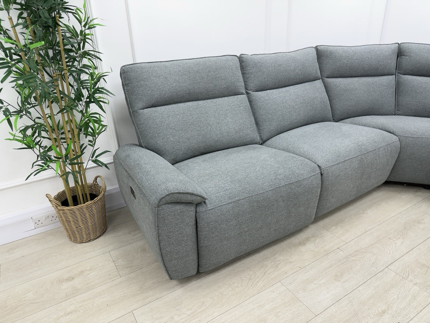 DFS Aussie Power Recliner Corner Sofa In Grey Fabric