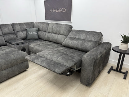 DFS Steller Corner Power Motion Chaise Sofa In Grey Mason Fabric