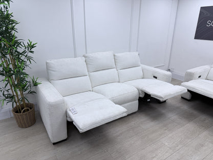 DFS Davis Power Recliner 3 & 2 Seater Sofa Set In Snow Fabric