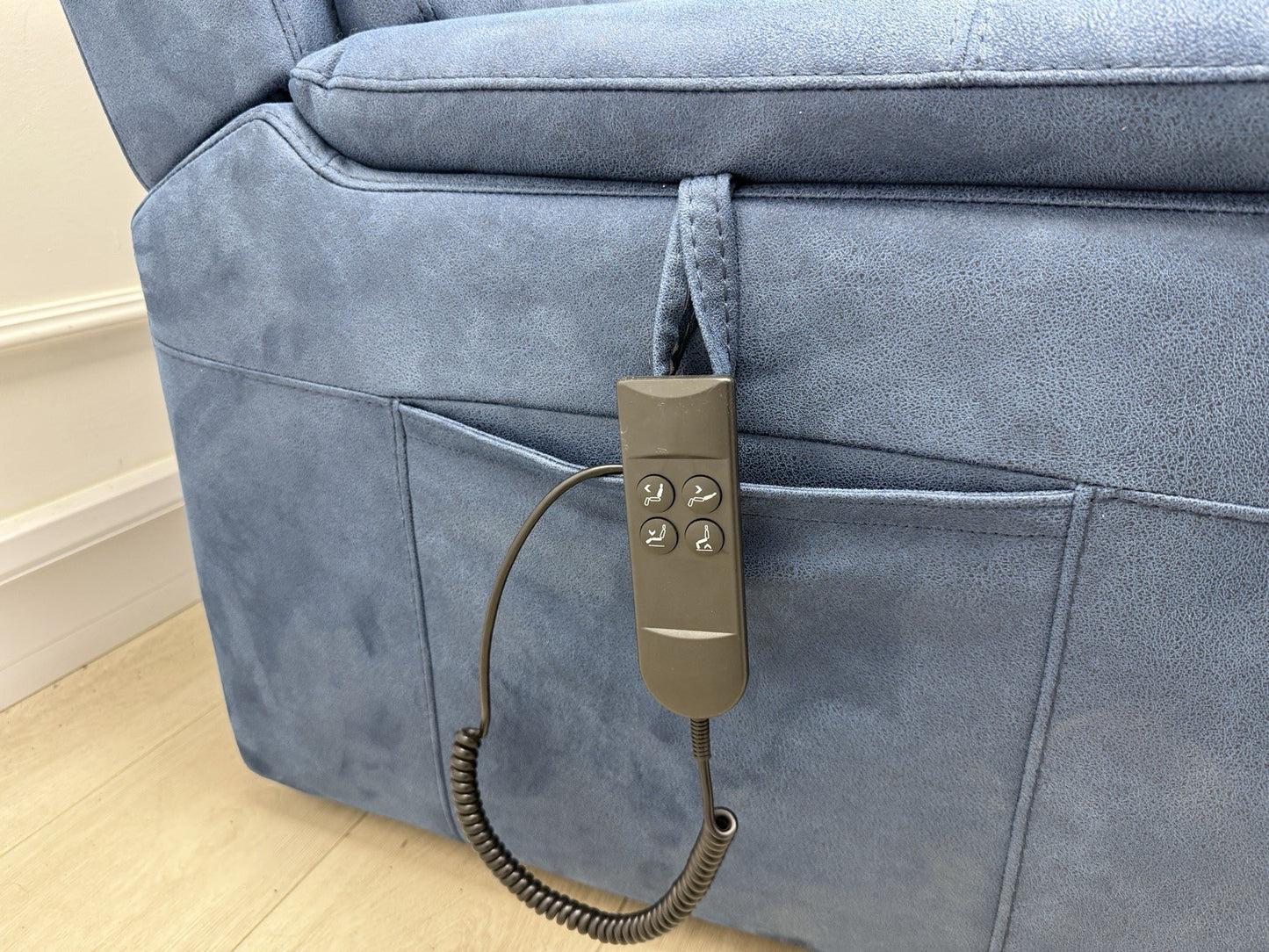 DFS Ronan Power Lift And Rise Chair In Arizona Blue Fabric