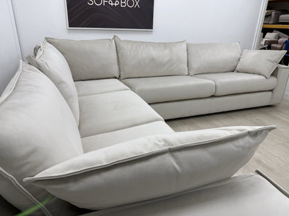 DFS Lovise Velvet XL Corner Sofa In Cream