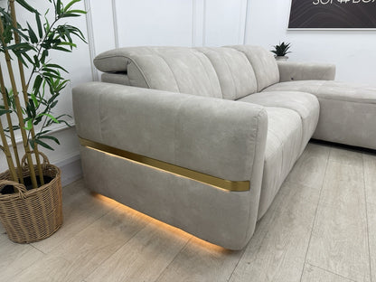 Sofology Lumiere Power Recliner 4 Seater Chaise Sofa In Lifestyle Flecked Ivory